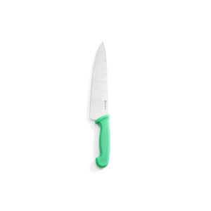 Cutitul bucatarului, certificat igiena HACCP, lama inox 24 cm, lungime totata cutit 38,5 mm, maner verde