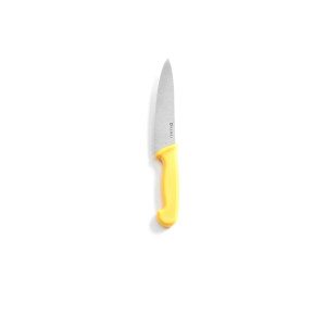 Cutitul bucatarului, galben, 180/320 mm, lama inox grosime 2.5 mm, in conformitate cu normele de igiena HACCP, Hendi, potrivit si pentru uz profesional