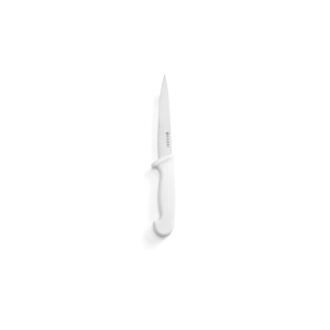 Cutit bucatarie profesional, ideal pentru transat carne, lama inox 15 cm, maner alb, lungime cutit 30 cm, respecta normele de igiena HACCP, Hendi