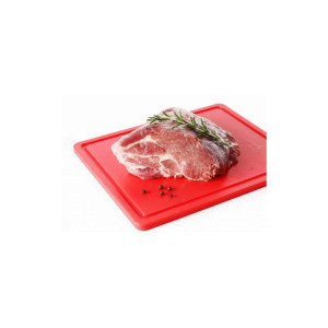 Tocator rosu, 26.5x32.5x(H)1.2 cm - GN1/2, cu sant de scurgere, polietilena HDPE 500, respecta normele de igiena HACCP, Hendi
