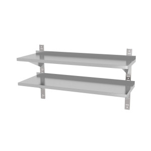 Raft de perete dublu reglabil, cu doua suporturi din otel, HENDI, 1000x300x(H)600mm