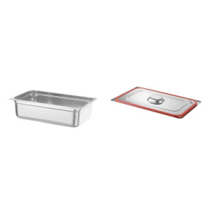 Pachet Tava GN 1/1 150mm 19.8L + Capac GN 1/1 banda silicon