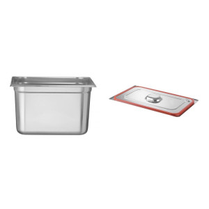 Pachet Tava GN 1/2 200mm 12.5L + Capac GN 1/2 banda silicon