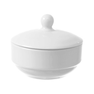 Bol zahar cu capac Fine Dine Bianco diametru 100x(H)85 mm, portelan alb