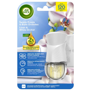 Air Wick Elektryczny Świeże Pranie i Biała Orchidea – Odświeżacz powietrza z wkładem 19 ml