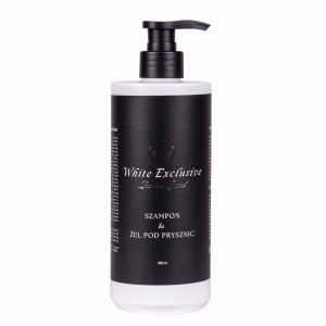 White Exclusive Invisible szampon & żel do włosów i ciała, butelka biała 400 ml ( uchwyt do kupienia oddzielnie )