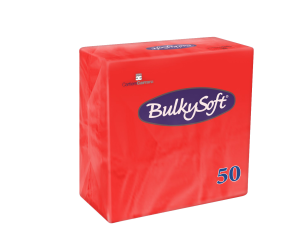 Serwetki papierowe BulkySoft dwuwarstwowe 33x33 składane 1/8, kolor czerwony.