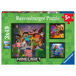 Ravensburger Puslespil med Minecraft - 3x49 brikker