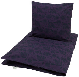 M&uuml;sli Baby sengetøj 70x100 cm - 100% økologisk bomuld - Lilla med skovprint