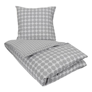 Borg Living Sengetøj - Circle grey - Prikket sengetøj - 100% Bomuld -  sengesæt