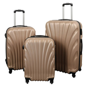 Borg Living Kuffertsæt - 3 Stk. - Praktisk hardcase billige kufferter  - Musling guld