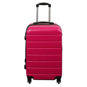 Borg Living Kabinekuffert - Hardcase letvægt kuffert tilbud - Med 4 hjul - Pink strib