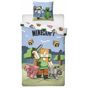 Licens Minecraft sengetøj - 100% bomuld - Børnesengetøj 140x200 cm - Alex