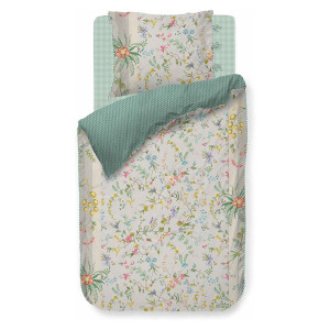 Pip Studio Blomstret sengetøj - 140x200 cm - Petites Fleurs Khaki - Sengelinned med dobbeltsidet design - 100% bomuld -
