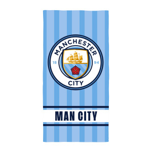 Licens Manchester City håndklæde - 70x140 cm - 100% bomuld - Blødt badehåndklæde med Manchester City logo