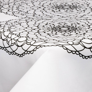 Borg Living Tekstil voksdug - 140 cm bred - 30 meters rulle - Big Flower Black - Voksdug med akrylbelægning