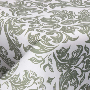 Borg Living Tekstil voksdug - 140 cm bred - 30 meters rulle - Green Damask - Voksdug med akrylbelægning