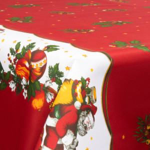 Borg Living Tekstil voksdug - 140 cm bred - Juledug - 30 meters rulle - Santa Claus And The Mistletoe - Voksdug med akrylbelægning