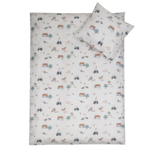 Licens Sengetøj med dyr - 100% bomuld - Junior sengetøj 100x140 cm - Bondegårdsmotiv