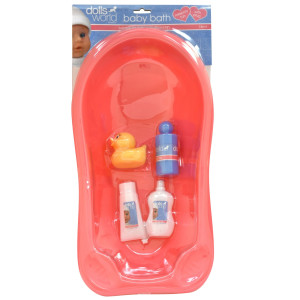 Doll's World Badesæt med badekar og tilbehør til dukker op til 46 cm
