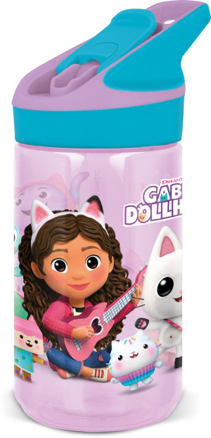 Licens Gabby's Dollhouse drikkedunk - Vanflaske med flipfunktion og sugerør