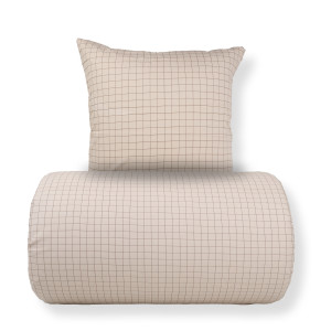 Nordstrand Home Dobbelt sengetøj 200x220 cm - 100% bomuld - Sandfarvet med brune tern