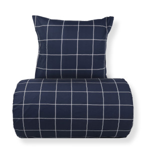 Nordstrand Home Dobbelt sengetøj 200x220 cm - 100% bomuld - Mørkeblå med hvide tern