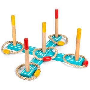 HOME-TEX Ringspil i træ - Med 5 rebringe