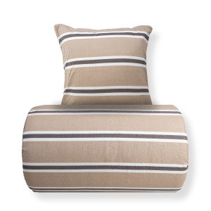 Nordstrand Home Sengetøj 140x200 cm - Bomulds flonel - Beige med striber