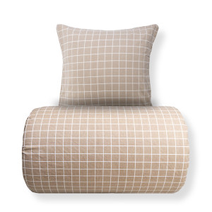 Nordstrand Home Sengetøj 140x200 cm - Bomulds flonel - Beige med hvide tern