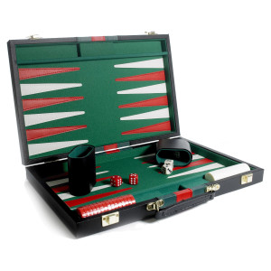 HOME-TEX Backgammon i sort kuffert med 30 brikker - 24x37 cm