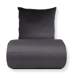 Borg Living Dobbelt sengetøj 200x200 cm - 100% bomuldssatin - Klassisk mørkegrå striber