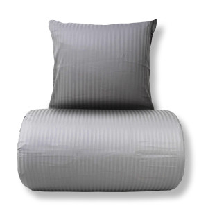 Borg Living Dobbelt sengetøj 240x220 cm - 100% bomuldssatin - Klassisk lysegrå striber