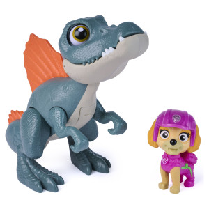 PAW Patrol Dino Movie Roaring Pup Pals dinosaur med Skye figur - 6,25 cm figur