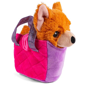 HOME-TEX I-Pet dyr i bæretaske 17x23 cm - Brun hund