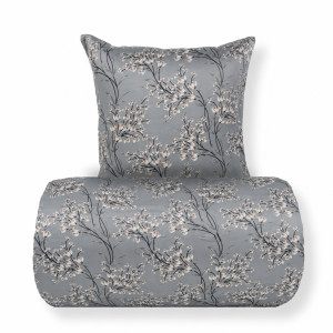 In Style Dobbelt sengetøj 240x220 cm - Satin - Lyseblåt vendbart blomster design