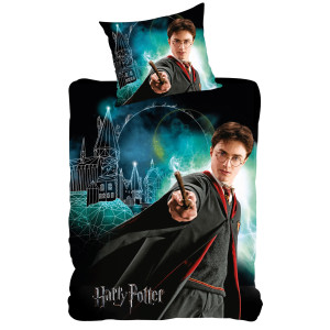 Licens Harry Potter Sengetøj 150x210 cm - Selvlysende sengetøj med harry potter - 2 i 1 design - 100% bomuld