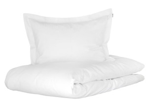 Turiform Junior sengetøj 100x140 cm - 100% økologisk bomuldssatin - Hvide jacquardvævet striber