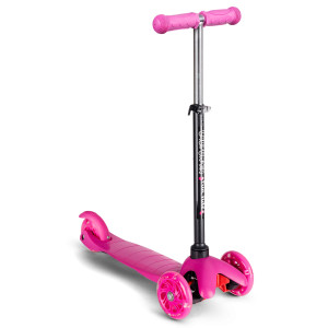 HOME-TEX California 3-hjulet Løbehjul med Flexstyring og LED-lys i Hjulene - Pink