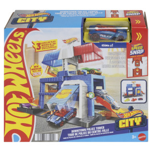 Hot Wheels City Downtown Police Station med bane og polititema