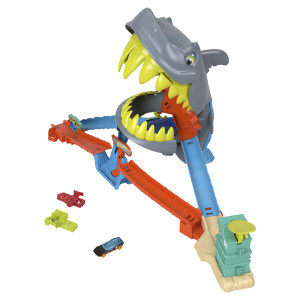 Hot Wheels Shark Chomp Beach legesæt med hajangreb og bil