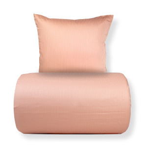 By Borg Dobbelt sengetøj 200x220 cm - Egyptisk bomuld - Rosa jacquardvævede striber