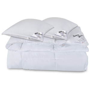 Borg Living Dyne pude sæt - Helårs fiberdyne 200x220 cm + 2 stk puder 60x63 cm - Microfiber dyne -