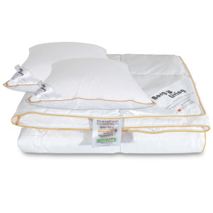 Borg Living Dyne pude sæt - Sommerdyne 240x220 cm + 2 puder med gåsedun - Sommer gåseduns dyne og pude sæt -