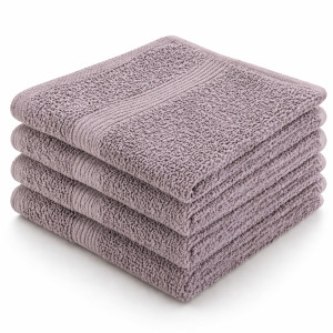 By Borg Bomulds vaskeklude - 100% bomuld - Vaskeklude 30x30 cm - 4-pak - Magnolia - Lavendel