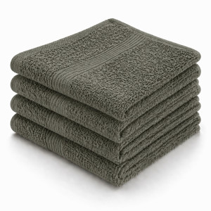 By Borg Bomulds vaskeklude - 100% bomuld - Vaskeklude 30x30 cm - 4-pak - Magnolia - Støvet grøn