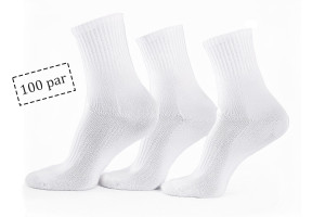 HOME-TEX Tennissokker - 100 par hvide tennisstrømper med ribkant - Str. 43-47 - Unisex