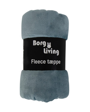 Borg Living Fleece tæppe - Støvet blå - 150x200 cm - Blødt og lækkert sofatæppe -