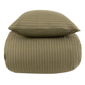 Nordstrand Home Dobbelt sengetøj 240x220 cm - 100% bomuld - Grøn med sandfarvet striber