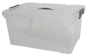 HOME-TEX Opbevaringskasse - 35 Liter - Praktisk opbevaringsboks med tætsluttende låg - Transparent plastikkasse
